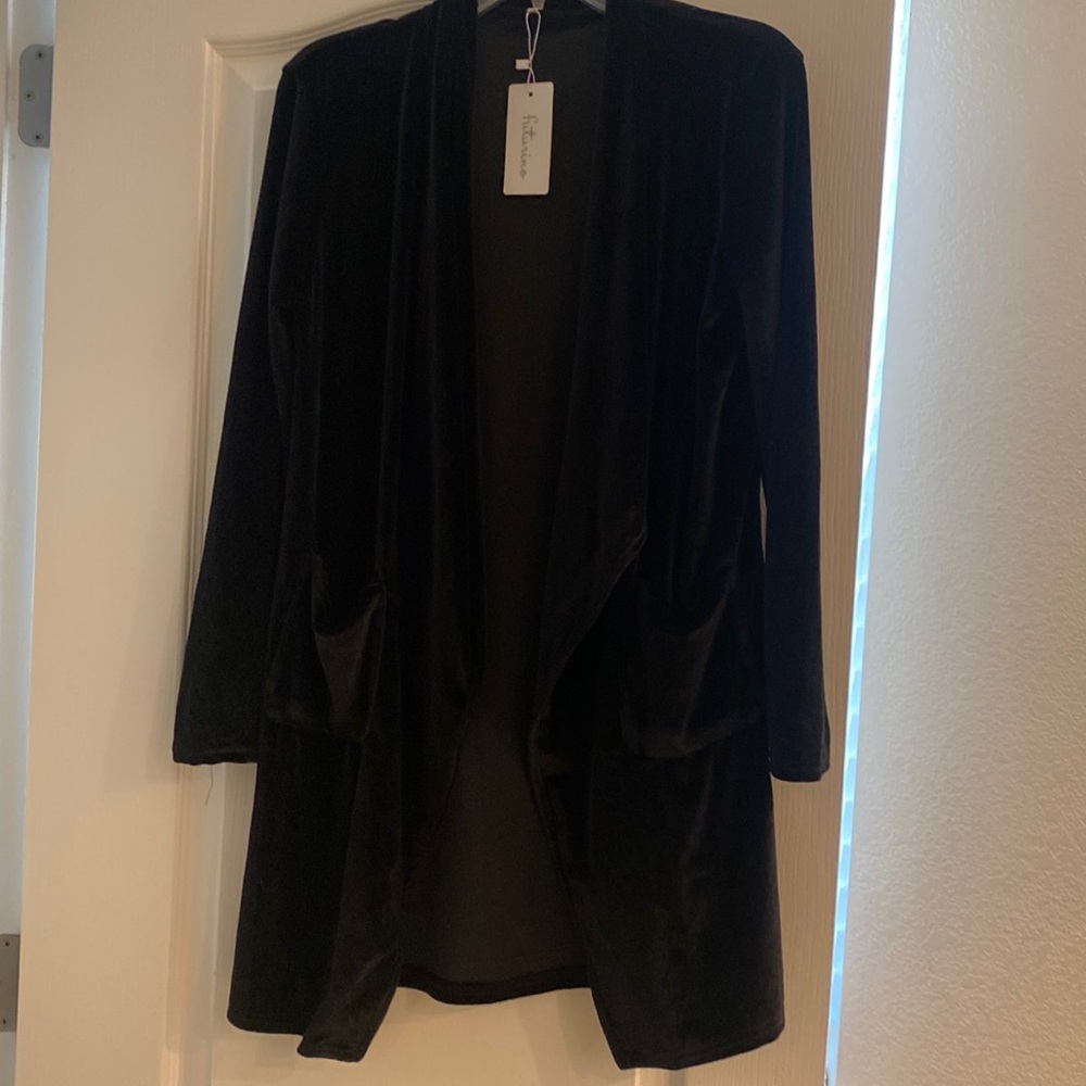 NWT Futurina S open lapel velour jacket